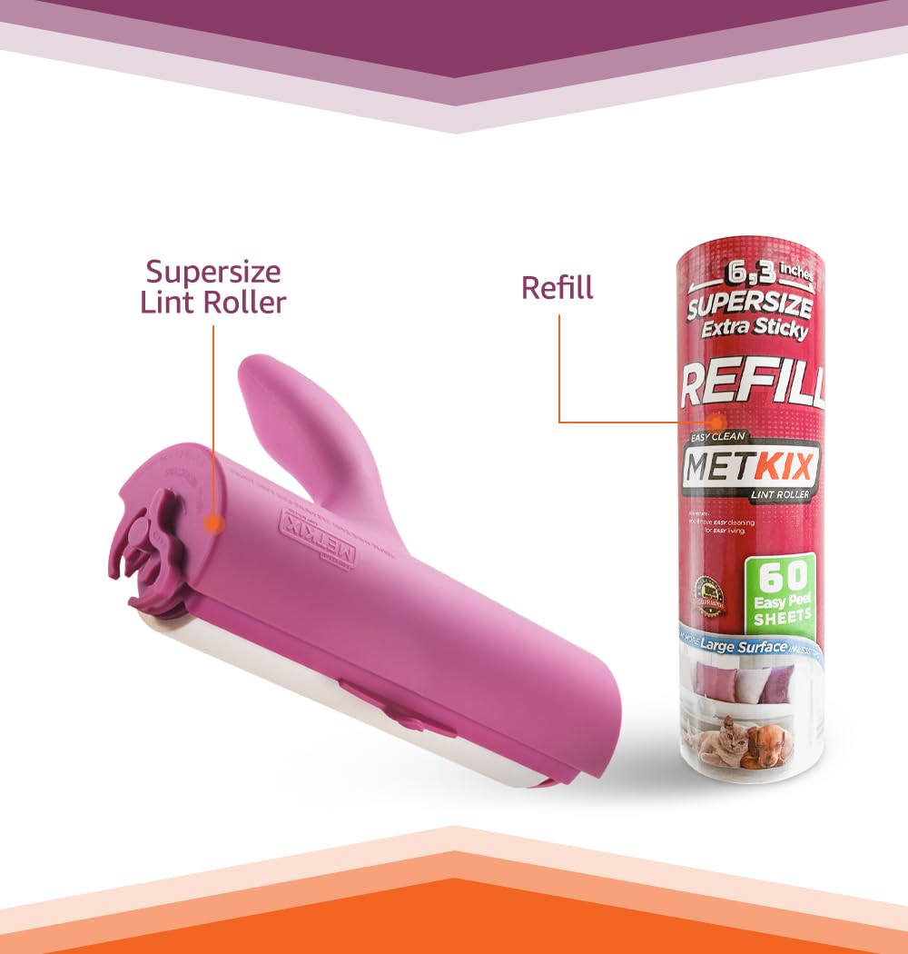 Metkix Refill for Metkix Supersize 6.3 inches Lint Roller 2 Packs Total 120 Sheets