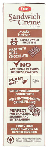 Dare Chocolate Fudge Creme Cookies, 10.2 OZ (Pack of 4)