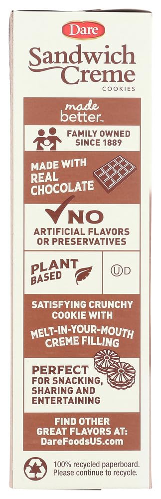 Dare Chocolate Fudge Creme Cookies, 10.2 OZ (Pack of 4)
