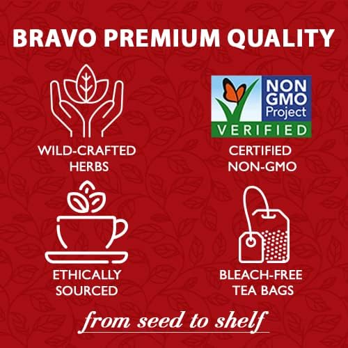 Bravo Tea Turkey Tail Mushroom Herbal Tea, Caffeine Free 20 Tea Bags