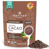 Navitas Organics Cacao Nibs - Unsweetened Dark Chocolate Crunch - Antioxidants, Minerals, Fiber - For Trail Mix, Baking & More - USDA Organic, Fairtrade, Non GMO, Gluten Free, Non-alkalized (8oz. Bag 76 Servings)