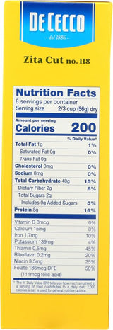 De Cecco Pasta - Zita Cut (Ziti) - No. 118 - 1 Box