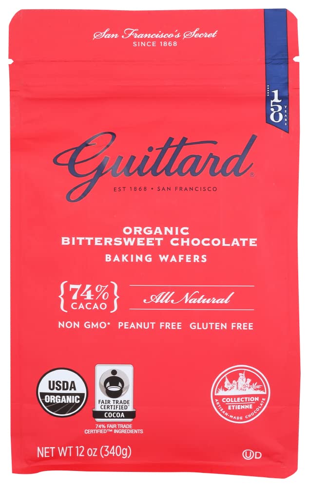 Guittard, Organic 74% Chocolate Baking Wafers, 12 Ounce