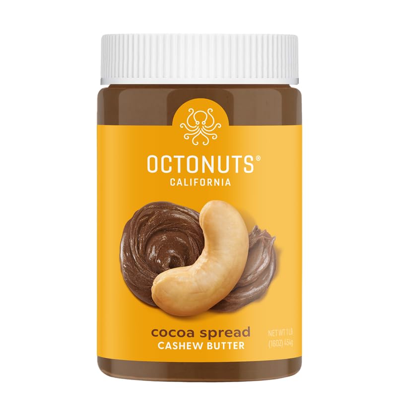 Octonuts Cocoa Cashew Spread - 16 oz, Chocolate Nut Spread, Gluten-Free, Vegan, Non-GMO, Soy and Dairy-Free, Peanut-Free, No Palm Oil - Smooth Cocoa