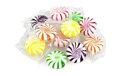 Mother Bears Candy Fruit Starlights, Assorted Striped Hard Candies, 2 Pound Bag