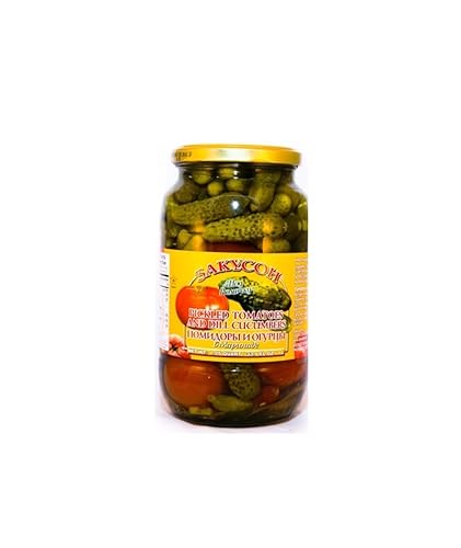 Zakuson Assorted Tomato & Pickles 33.8 fl oz - Gourmet Selection Of Delicious Tomato And Pickle Flavors - Perfect For Snacks, Salad Toppings