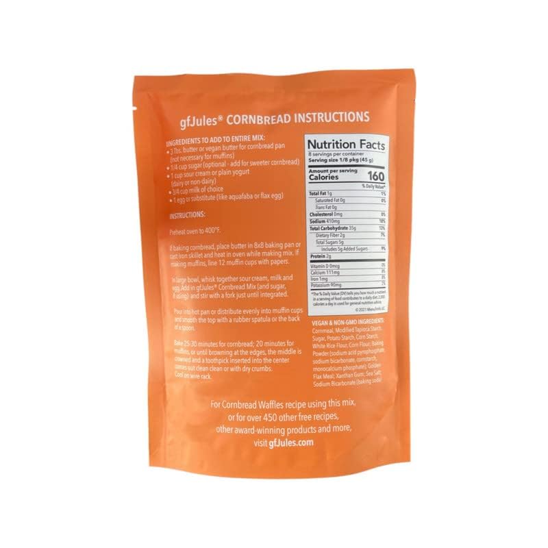 gfJules Certified Gluten Free Cornbread Baking Mix | No Grit, Non-GMO, Vegan | Certified Top 9 Allergen-Free & Kosher | 13 Ounces