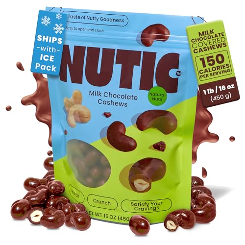 Nutic Milk Chocolate Covered Cashews - 1LB, Creamy Delights for Snacking & Gifting, Irresistible Chocolate-Covered Nuts for Holidays and Everyday
