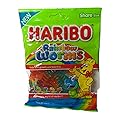 Haribo of America (1) 4 oz Bag Haribo Rainbow Worms (Share Size) Flavors Include Black Currant, Lemon and Strawberry