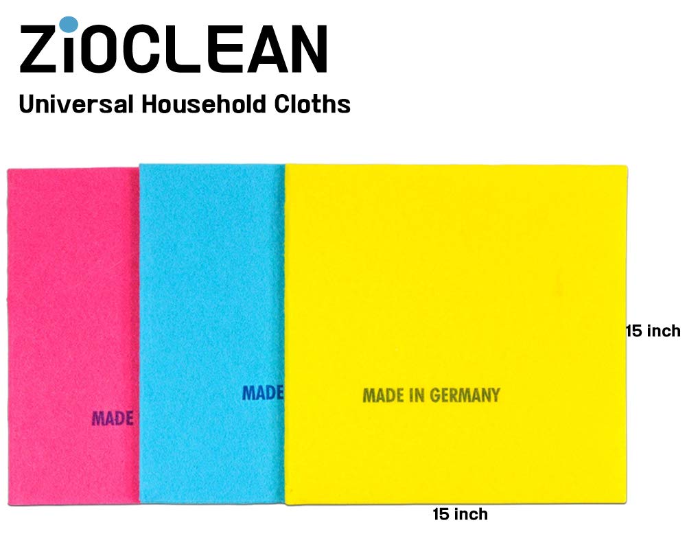 ZIOCLEAN 15 Pack German Universal Household Color Dish Cloths inch,Wide Size Machine Washable Super Absorbent, Drying Non-Woven Fabric Viscose Kitchen