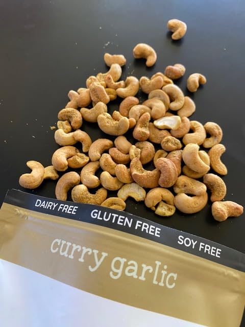 Mr. Dewie's Uniquely Flavored Whole Organic Roasted Cashews (Curry Garlic) - 8oz bag