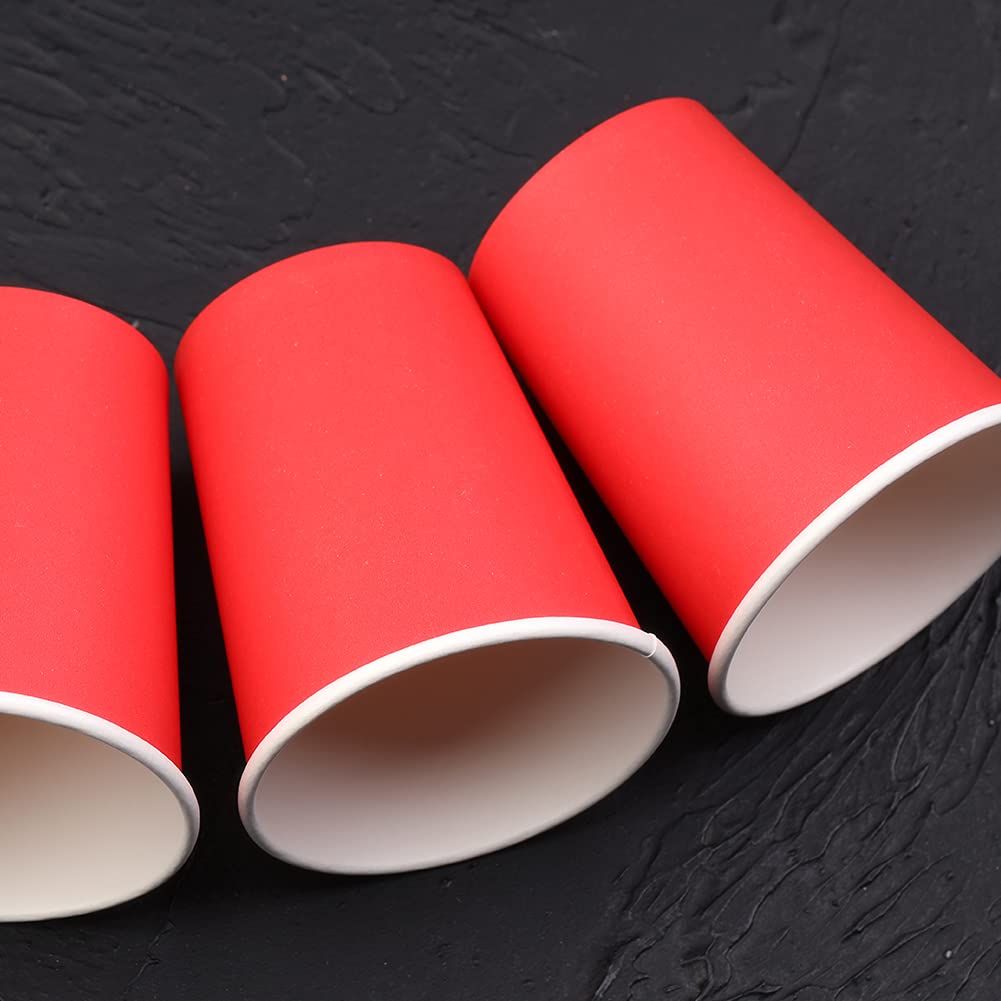 Prgery Paper Cups 8 oz 50 Pack, Disposable Paper Coffee Cups for Hot or Cold Beverage Drinking for Party, Picnic, BBQ, Travel, and Event -Red