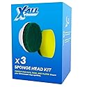 X-All 3 Pieces Sponge Head Kit Replacement for X-All Power Scrubber Ideal for Kitchen Cleaning Brush, Kitchenwares, Pots, Pans,and Plates