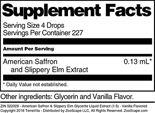 American Saffron & Slippery Elm Glycerite Liquid Extract (1:5) - Vanilla Flavored (1 oz, ZIN: 522029) - 3 Pack
