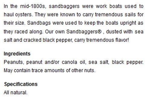 Blue Crab Bay "Sandbaggers" - Gourmet Virginia Peanuts with Sea Salt & Cracked Pepper, 12 Oz. Tin (4-Pack)