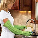 Arms Length Latex All Purpose Cleaning Gloves, Textured Fingers, Pair 22.8", Green
