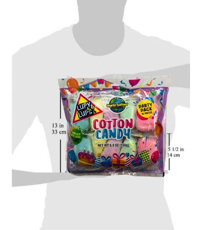 Lupy Lups! Cotton Candy Party Pack - Individually Wrapped Small bags, 0.5 oz Each - Perfect for Stockings, Treats, Party Favors, Buffet Tables,