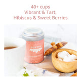 JusTea LITTLE BERRY HIBISCUS | Loose Leaf Herbal Tea | Tin with Hand Carved Tea Spoon | 40+ Cups (3.2oz) | Caffeine Free | Award-Winning | Fair Trade