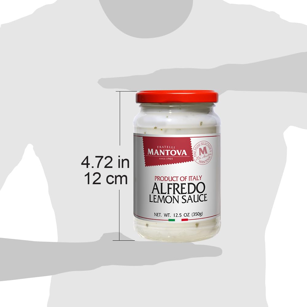 Mantova Alfredo Lemon Sauce, 12.5 oz. (Pack of 2), Product of Italy, Traditional, All-Natural, Ready-to-Eat Pasta Sauce, No Artificial Coloring