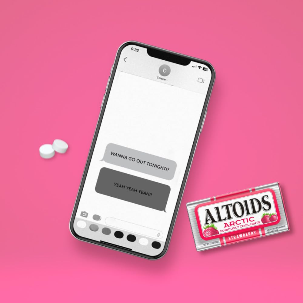 ALTOIDS Arctic Strawberry Breath Mints Hard Candy Bulk, 1.2 oz Tin (Pack of 8)