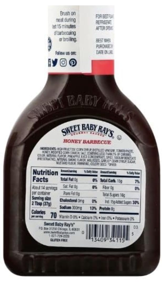Sweet Baby Rays Honey Barbecue BBQ Sauce 18 oz Pack of 2 w/Exit 28 Bargains Sticker - Award Winning Honey BBQ Sauce Bundle