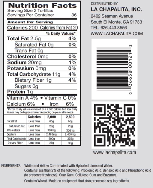 La Chapalita Corn Tortillas, 72 Count, Gluten Free