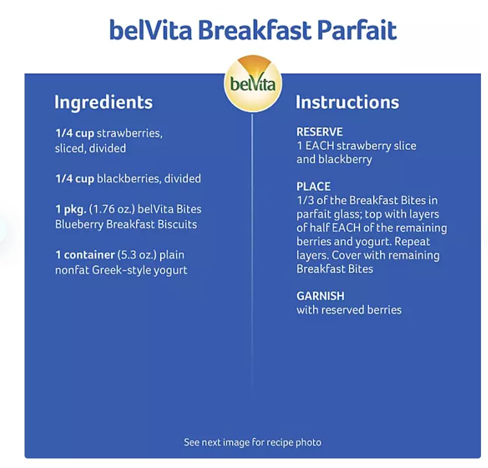 BelVita Breakfast Biscuits Variety Packs | 3 Natural Flavors - 12 Chocolate belVita Snack Packs, 12 Cinnamon Brown Snack Packs, and 12 Blueberry Snack