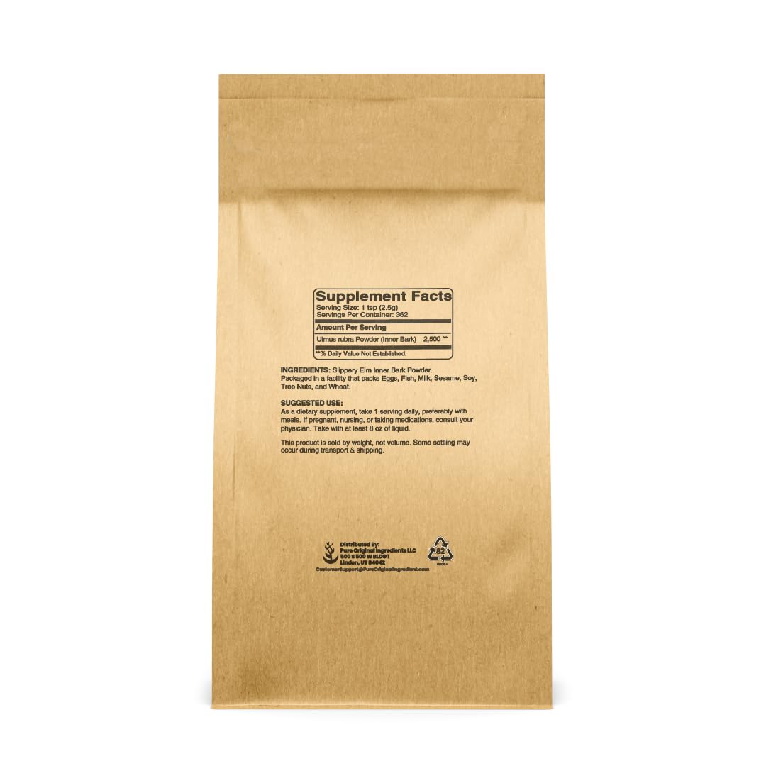 PURE ORIGINAL INGREDIENTS Slippery Elm Bark Powder (2lb) Pure & Natural, Vegan, Gluten-Free