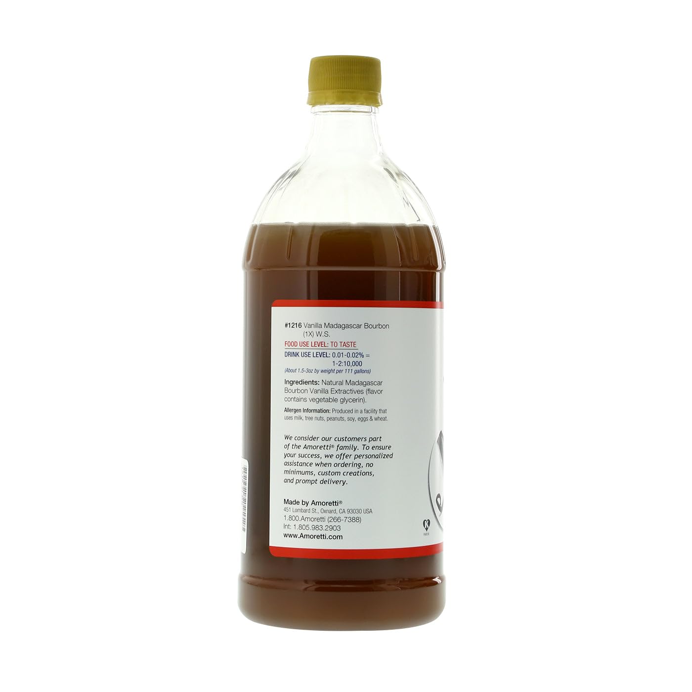 Amoretti - Vanilla Madagascar Bourbon Extract Water Soluble (1X) 2 oz - Highly Concentrated & Perfect For Pastry, Savory, Brewing, and more