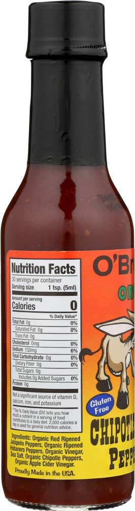 O BROTHERS Organic Chipotle Habanero Hot Sauce, 5 OZ
