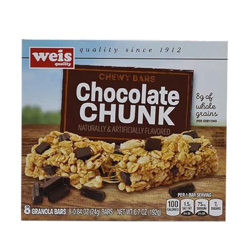 Weis Quality, Chewy Granola Bars Chocolate Chunk, 6.7 Ounce