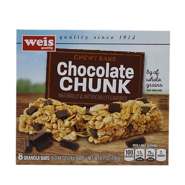 Weis Quality, Chewy Granola Bars Chocolate Chunk, 6.7 Ounce