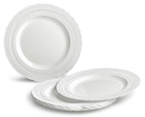 OCCASIONS 50 Fancy Disposable Plastic Plates for 25 Guests - Heavy Duty Wedding Party Dinnerware Set, 25x 11" Dinner +25x 8.25" Salad/Dessert, Looks