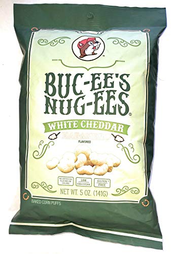 Buc-ee's Nug-ees: White Cheddar Habanero Flavored Powdery Cheese-Flavored Beaver Nuggets Sweet Corn Puff Snacks From Texas, 1 Bag of 5 Ounce