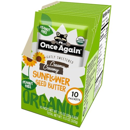 Once Again Organic Sunflower Butter Packets - Individual Sunflower Butter Packets for Snacks, Travel, Lunches - Single Serve Squeeze Packs - Vegan