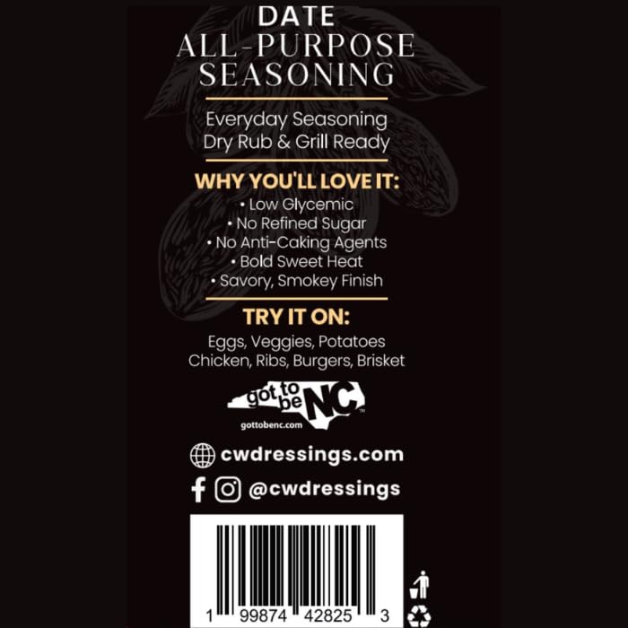 CW Dressings Date All-Purpose Seasoning, Date Sugar Sweetened, 5 oz