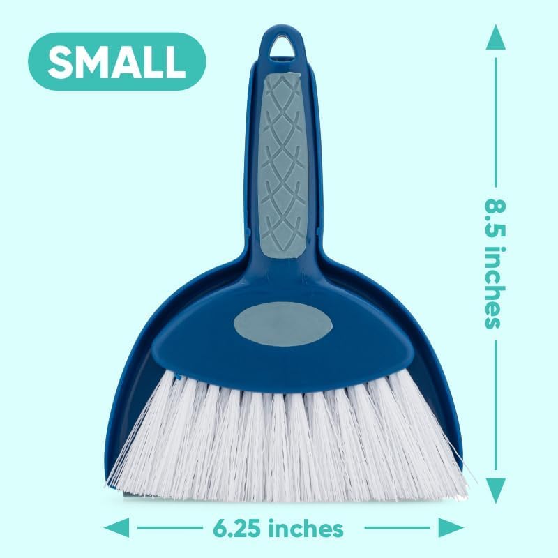 Small Broom with Snap-on Dust Pan, Blue Hefty Durable (1)