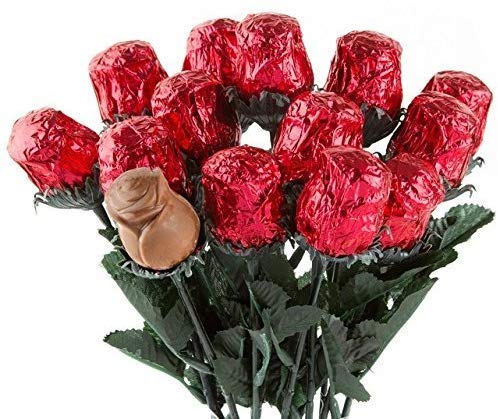 Valentines Day Gift Basket | 10 Inches Teddy Bear Plush (Color May Vary), Valentine Theme Gift Bag & A dozen Belgian Milk Chocolate Roses Bouquet 2.11