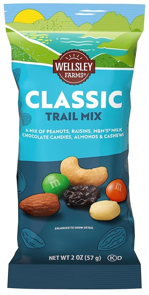 Wellsley Farms Premium Classic Trail Mix (28 Packages, 2oz each) Individual Snack Packs Bags