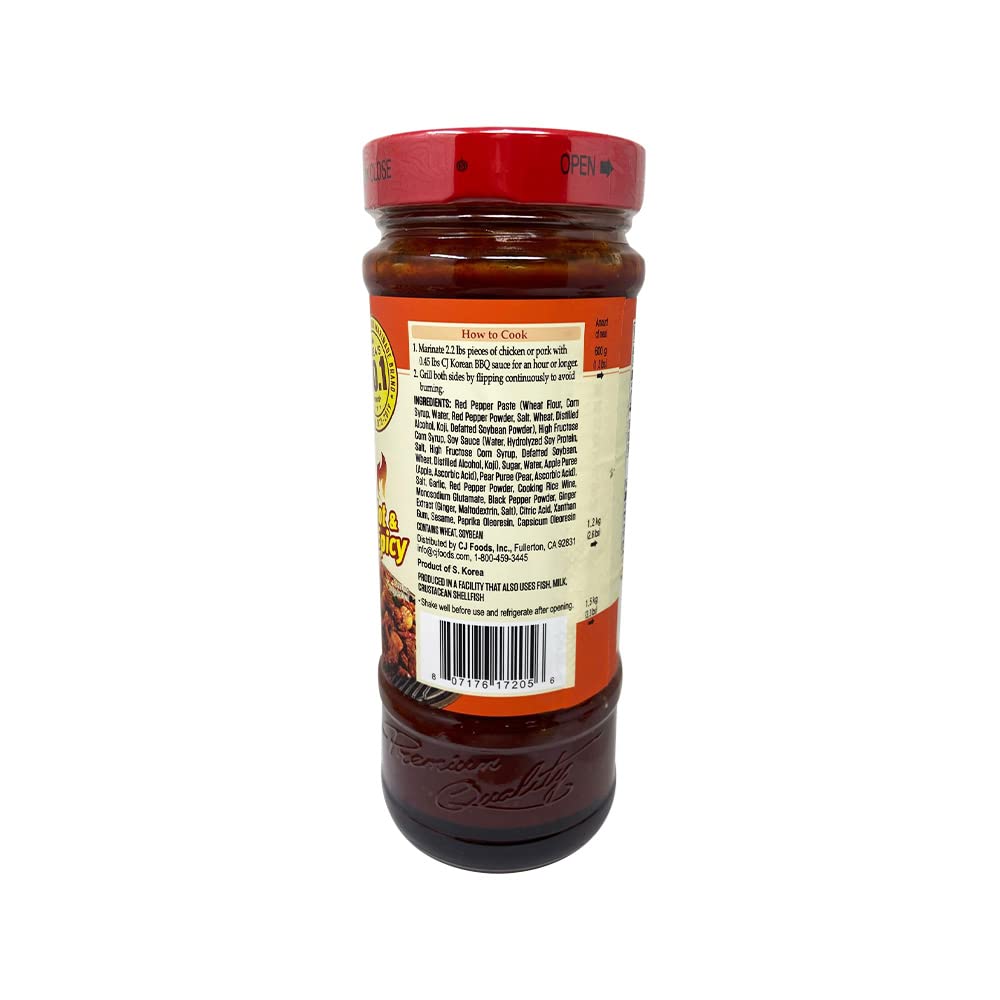 CJ Korean BBQ Chicken & Pork Marinade Sauce (Hot & Spicy) 17.63oz (4 Pack)