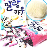 Korean Lotte Soft Malang Cow Fresh Grade Milk & Strawberry Milk Chewy Candy (Pack of 2) (2.78oz)