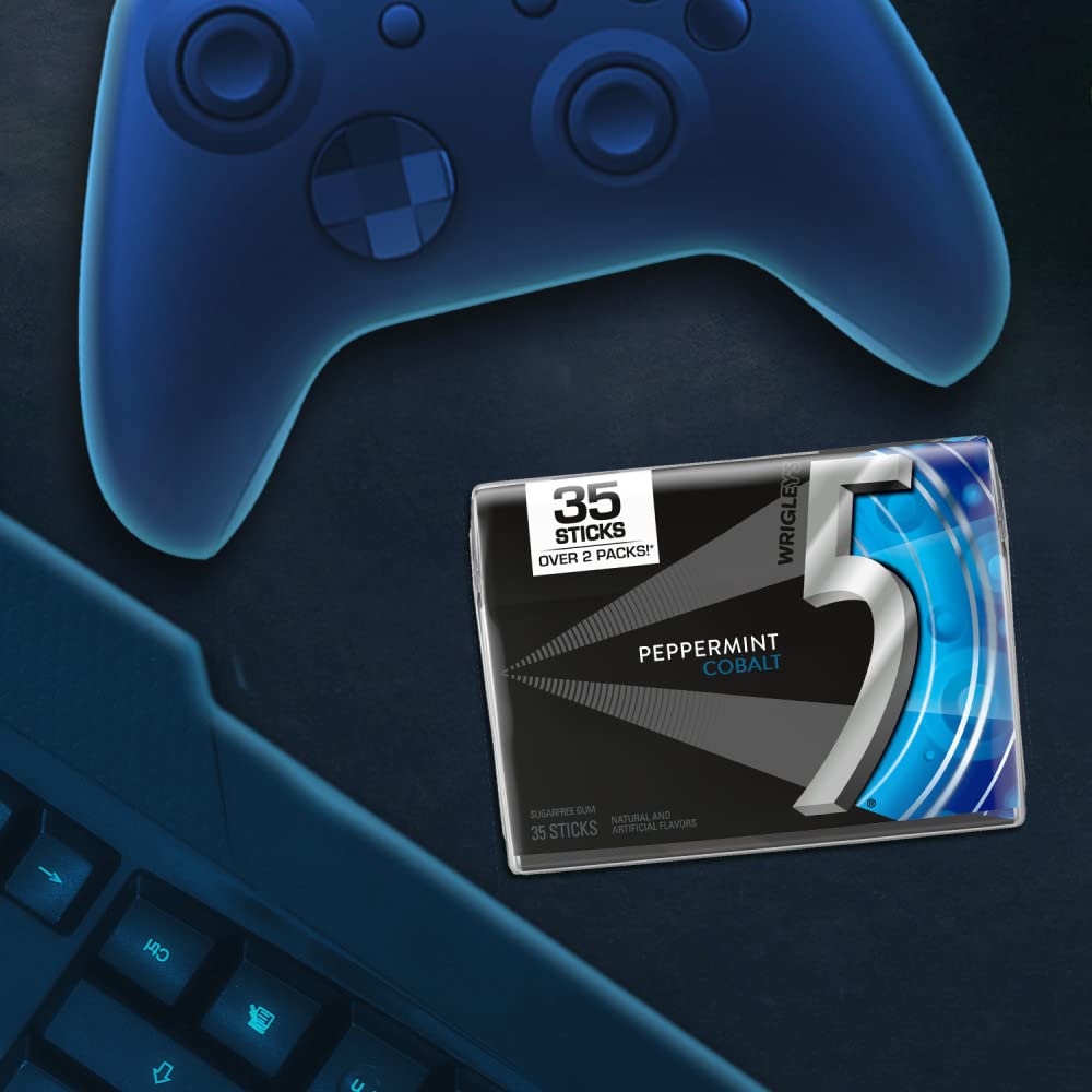 5 GUM Peppermint Cobalt Sugar Free Chewing Gum Refreshing Cooling Minty Flavor Five Gum, 35 Stick (6 Pack)