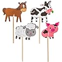 Barnyard Farm Animal Cupcake Decor - Horse, Cow, Pig, Lamb 24 Cupcakes Picks
