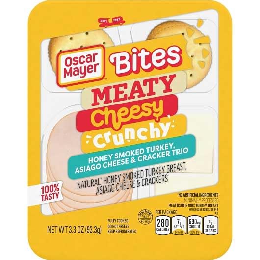 Oscar Mayer Natural Turkey Asiago Cracker Single Serve Convenience Meal, 3.3 Ounce -- 7 per case.