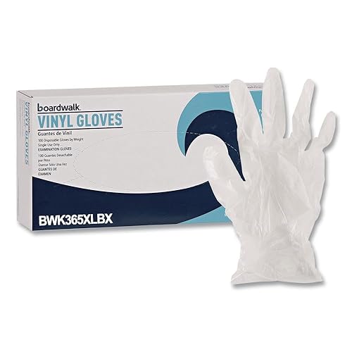 Boardwalk BWK365XLBX General Purpose Latex-Free Vinyl Gloves - Extra Large, Clear (100-Piece/Box)