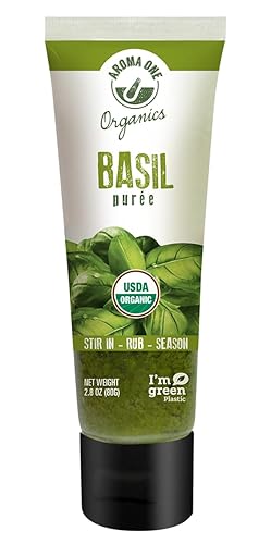 Aroma One Basil Puree Paste - Organic Herb Concentrate for Cooking, Seasoning & Sauces - Fresh Flavor Enhancer, Non-GMO, Gluten-Free, Vegan - Easy