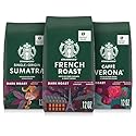 Starbucks Whole Coffee Beans, Dark Roast Hot or Iced Coffee, Variety Pack, Three 12 oz Bags