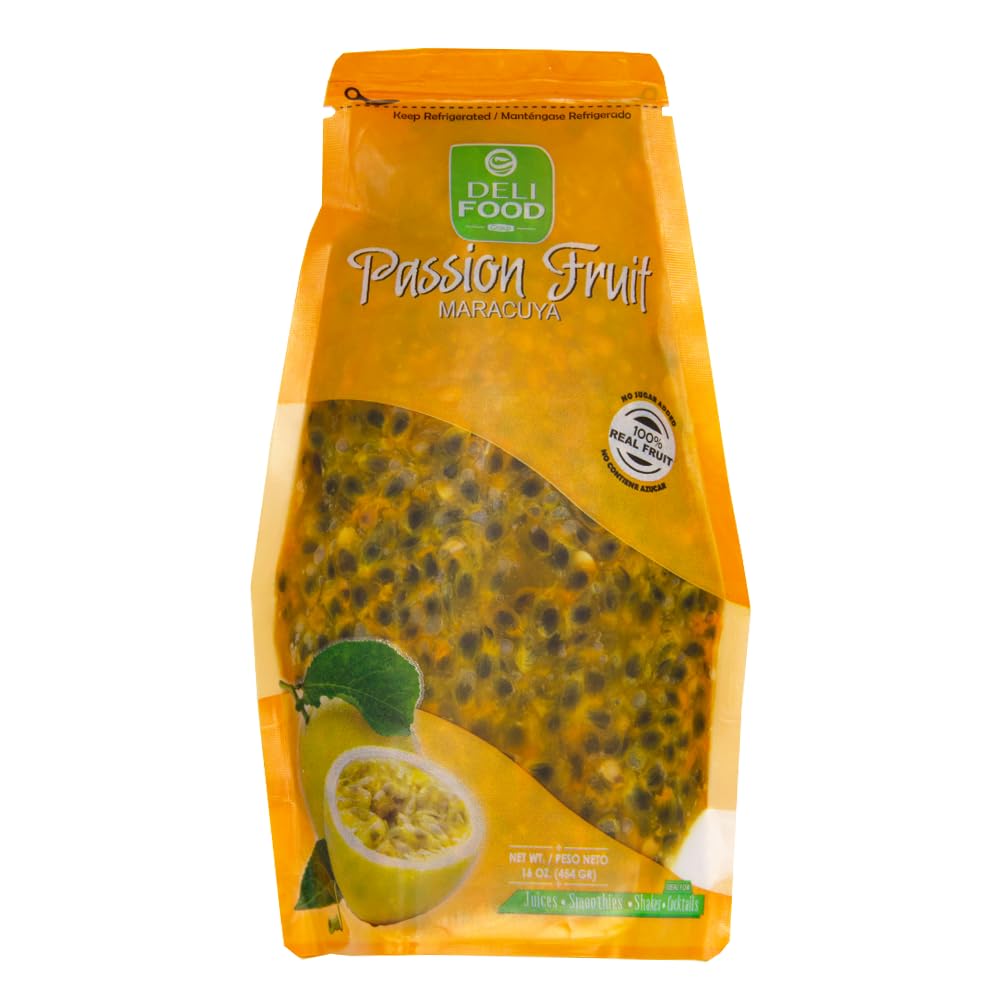 Passion Fruit Pulp with seed, No Added Sugar, Authentic Flavor, Maracuya Real fruit for Juices, Cocktails, Desserts, Refreshing Drinks, Sauces