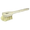Weiler 44017 20" Utility Scrub Brush, White Tampico Fill, Long Handle, Wood Block