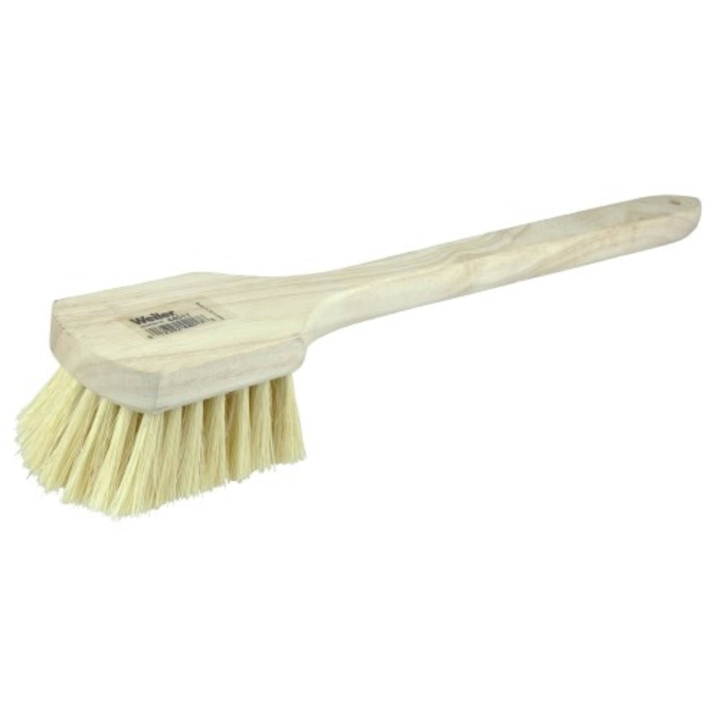 Weiler 44017 20" Utility Scrub Brush, White Tampico Fill, Long Handle, Wood Block